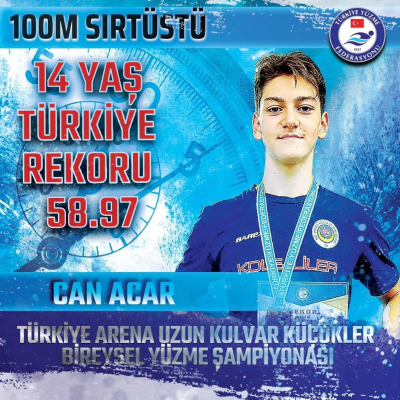 Öğrencimiz Can ACAR&#039;ın (8-N) Yüzme Türkiye Rekoru  Başarısı