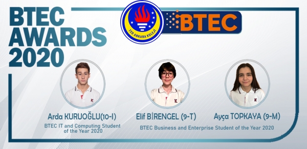BTEC Ödülleri 2020'de İki Dalda Üç Bronz Ödül Kazandık